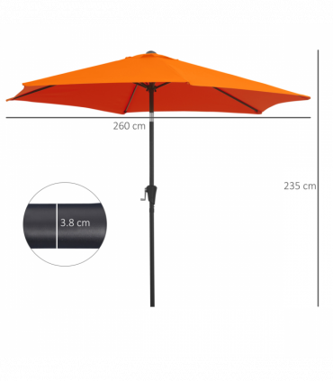 Patio Umbrella Parasol Sun Shade Garden Aluminium Orange 2.7M Outsunny