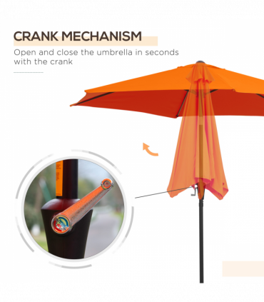 Patio Umbrella Parasol Sun Shade Garden Aluminium Orange 2.7M Outsunny