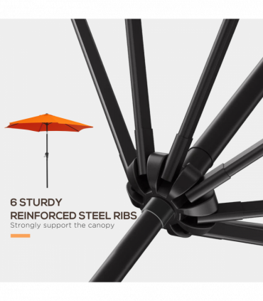 Patio Umbrella Parasol Sun Shade Garden Aluminium Orange 2.7M Outsunny