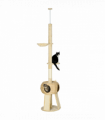 PawHut 255cm Cat Tree Tower with Scratching Post Cat House Ball Platform Beige