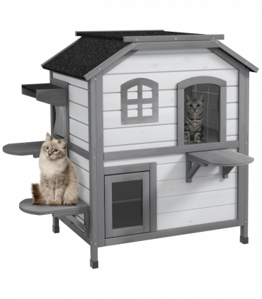 PawHut Kitten Condo with Openable Roof, Catio Enclosure Furniture, White
