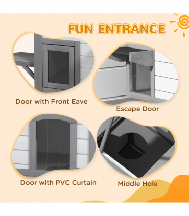 PawHut Kitten Condo with Openable Roof, Catio Enclosure Furniture, White