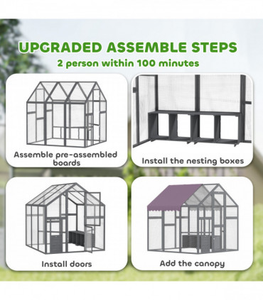 PawHut Large Walk In Chicken Run for 6-8 Poultries, 1.7 x 1.8 x 1.8 m