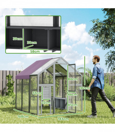 PawHut Large Walk In Chicken Run for 6-8 Poultries, 1.7 x 1.8 x 1.8 m