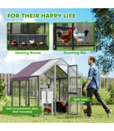 PawHut Large Walk In Chicken Run for 6-8 Poultries, 1.7 x 1.8 x 1.8 m