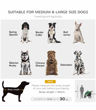 PawHut Pet Stroller Foldable Design with Cushion for M and L Dogs, Dark Green