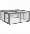 PawHut Wooden Folding Rabbit Run for 2-3 Rabbits, Guinea Pig, Grey