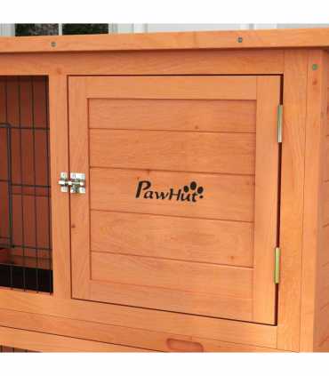 PawHut Wooden Rabbit Hutch Antiseptic Outdoor, for 1-2 Rabbits, Orange