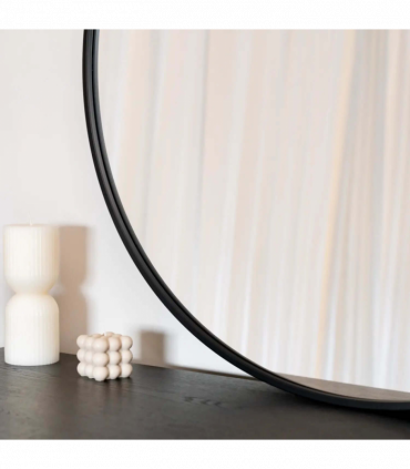 Rei - Large Round Black Metal Circle Mirror - 90cm x 90cm