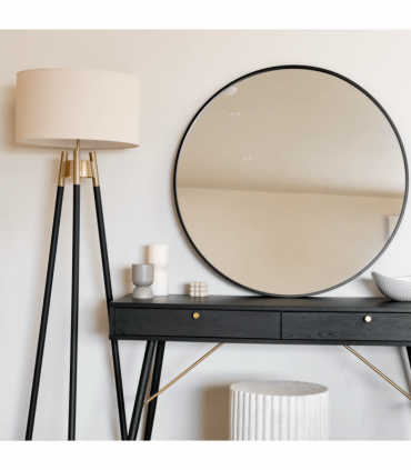Rei - Large Round Black Metal Circle Mirror - 90cm x 90cm