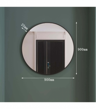 Rei - Large Round Black Metal Circle Mirror - 90cm x 90cm