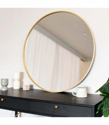 Rei - Large Round Gold Metal Circle Mirror - 90cm x 90cm