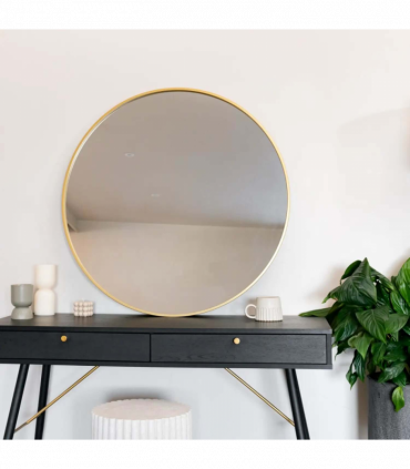 Rei - Large Round Gold Metal Circle Mirror - 90cm x 90cm