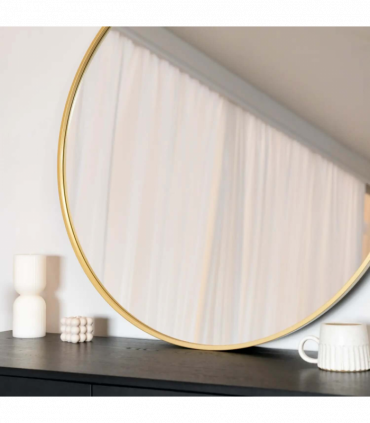 Rei - Large Round Gold Metal Circle Mirror - 90cm x 90cm