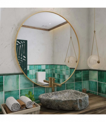 Rei - Large Round Gold Metal Circle Mirror - 90cm x 90cm