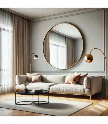 Rei- Extra Large Round Gold Metal Circle Mirror - 120cm x 120cm