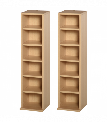 Set of 2 CD Media Display Shelf Unit Tower Rack w/ Adjustable Shelves Wood Color