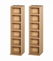 Set of 2 CD Media Display Shelf Unit Tower Rack w/ Adjustable Shelves Wood Color