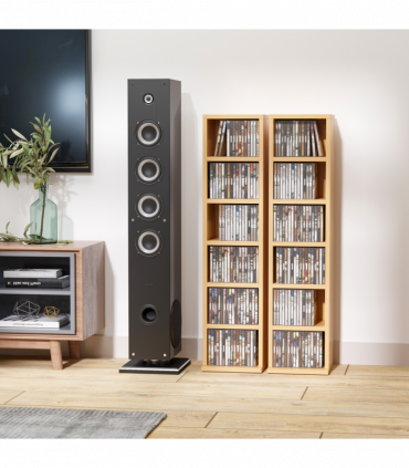 Set of 2 CD Media Display Shelf Unit Tower Rack w/ Adjustable Shelves Wood Color