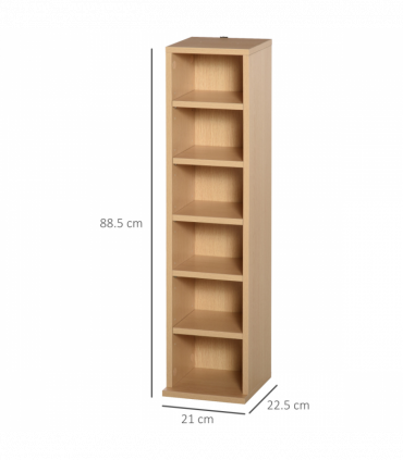 Set of 2 CD Media Display Shelf Unit Tower Rack w/ Adjustable Shelves Wood Color