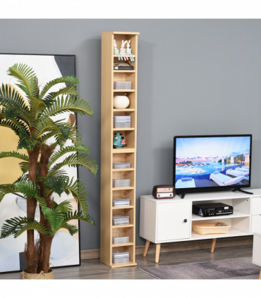 Set of 2 CD Media Display Shelf Unit Tower Rack w/ Adjustable Shelves Wood Color