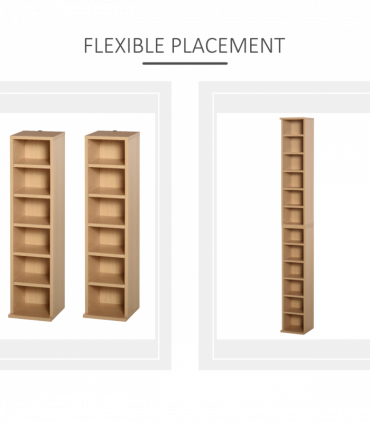 Set of 2 CD Media Display Shelf Unit Tower Rack w/ Adjustable Shelves Wood Color