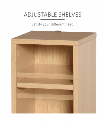 Set of 2 CD Media Display Shelf Unit Tower Rack w/ Adjustable Shelves Wood Color