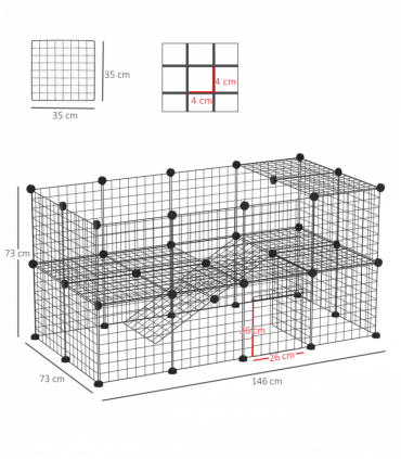 Small Animals Cage DIY 36 Panels Pet Playpen, for Rabbit Guinea Pig Chinchilla