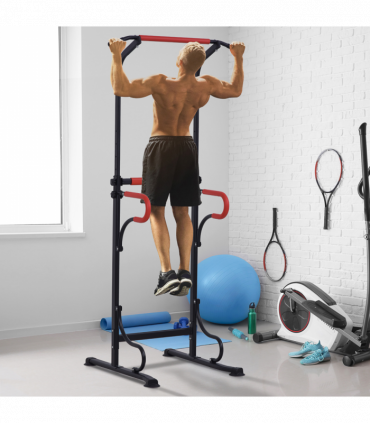 Steel Multi-Use Exercise Power Tower Station Adjustable Height w/ Grips HOMCOM