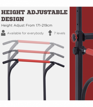 Steel Multi-Use Exercise Power Tower Station Adjustable Height w/ Grips HOMCOM