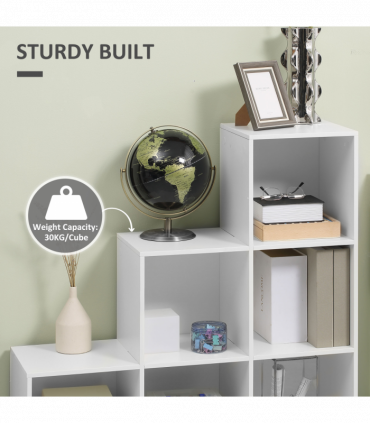 Storage Cabinet with 6 Cubes Closet Organiser with 3-Tier Shelf, White