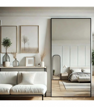 Takara - Full Length Leaner Black Metal Rectangle Mirror - 180cm x 90cm