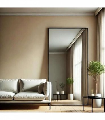 Takara - Full Length Leaner Black Metal Rectangle Mirror - 180cm x 90cm