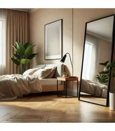 Takara - Full Length Leaner Black Metal Rectangle Mirror - 180cm x 90cm