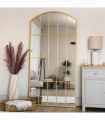 Tomi- Full Length Gold Metal Arched Lattice Window Mirror - 180cm x 90cm