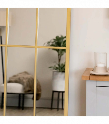 Tomi- Full Length Gold Metal Arched Lattice Window Mirror - 180cm x 90cm