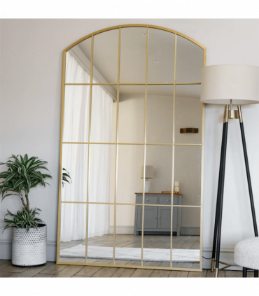 Tomi- Full Length Gold Metal Arched Lattice Window Mirror - 200cm x 120cm
