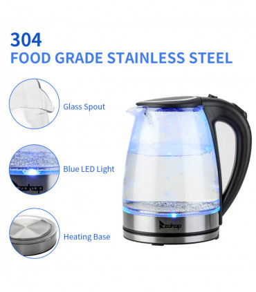 [Same model: 94353526] HD-1857-A 220V 2000W 1.8L Electric Glass Kettle UK Plug