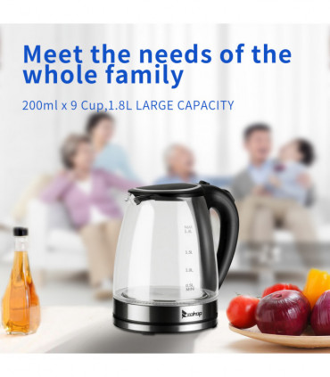 [Same model: 94353526] HD-1857-A 220V 2000W 1.8L Electric Glass Kettle UK Plug