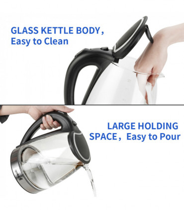 [Same model: 94353526] HD-1857-A 220V 2000W 1.8L Electric Glass Kettle UK Plug