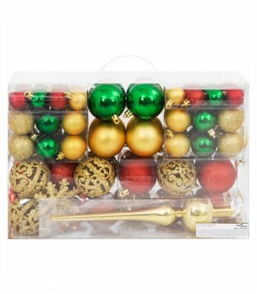 vidaXL 112 Piece Christmas Bauble Set Red / Green / Gold Polystyrene