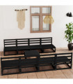 vidaXL 9 Piece Garden Lounge Set Black Solid Pinewood
