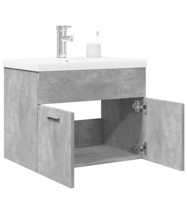 vidaXL Bathroom Sink Cabinet with Built-in Basin Concrete Grey