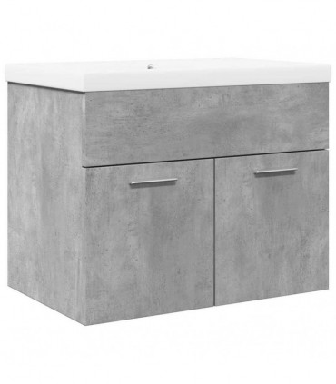 vidaXL Bathroom Sink Cabinet with Built-in Basin Concrete Grey