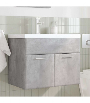 vidaXL Bathroom Sink Cabinet with Built-in Basin Concrete Grey