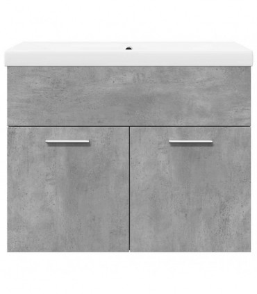 vidaXL Bathroom Sink Cabinet with Built-in Basin Concrete Grey