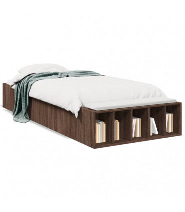 vidaXL Bed Frame Brown Oak 75x190 cm Small Single Engineered Wood