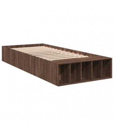 vidaXL Bed Frame Brown Oak 75x190 cm Small Single Engineered Wood