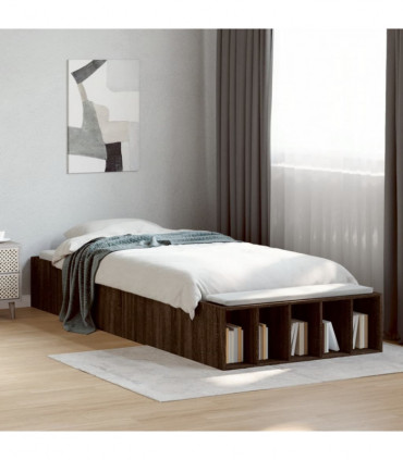 vidaXL Bed Frame Brown Oak 75x190 cm Small Single Engineered Wood