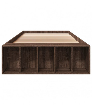 vidaXL Bed Frame Brown Oak 75x190 cm Small Single Engineered Wood